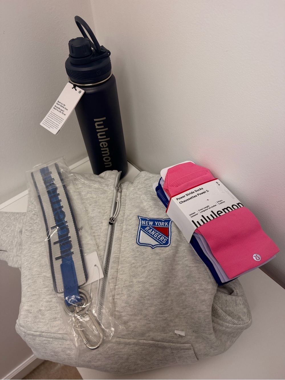 Lululemon New York Rangers Scuba Hoodie and Accessories Bundle